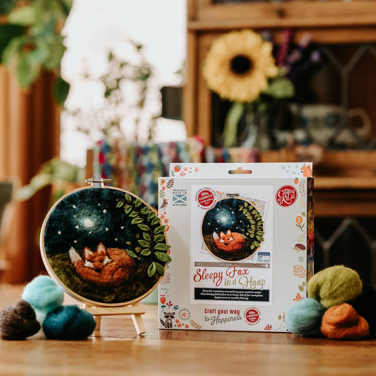 Sleepy Fox in a Hoop Needle Felt Kit - SLOLife Studio & Mercantile