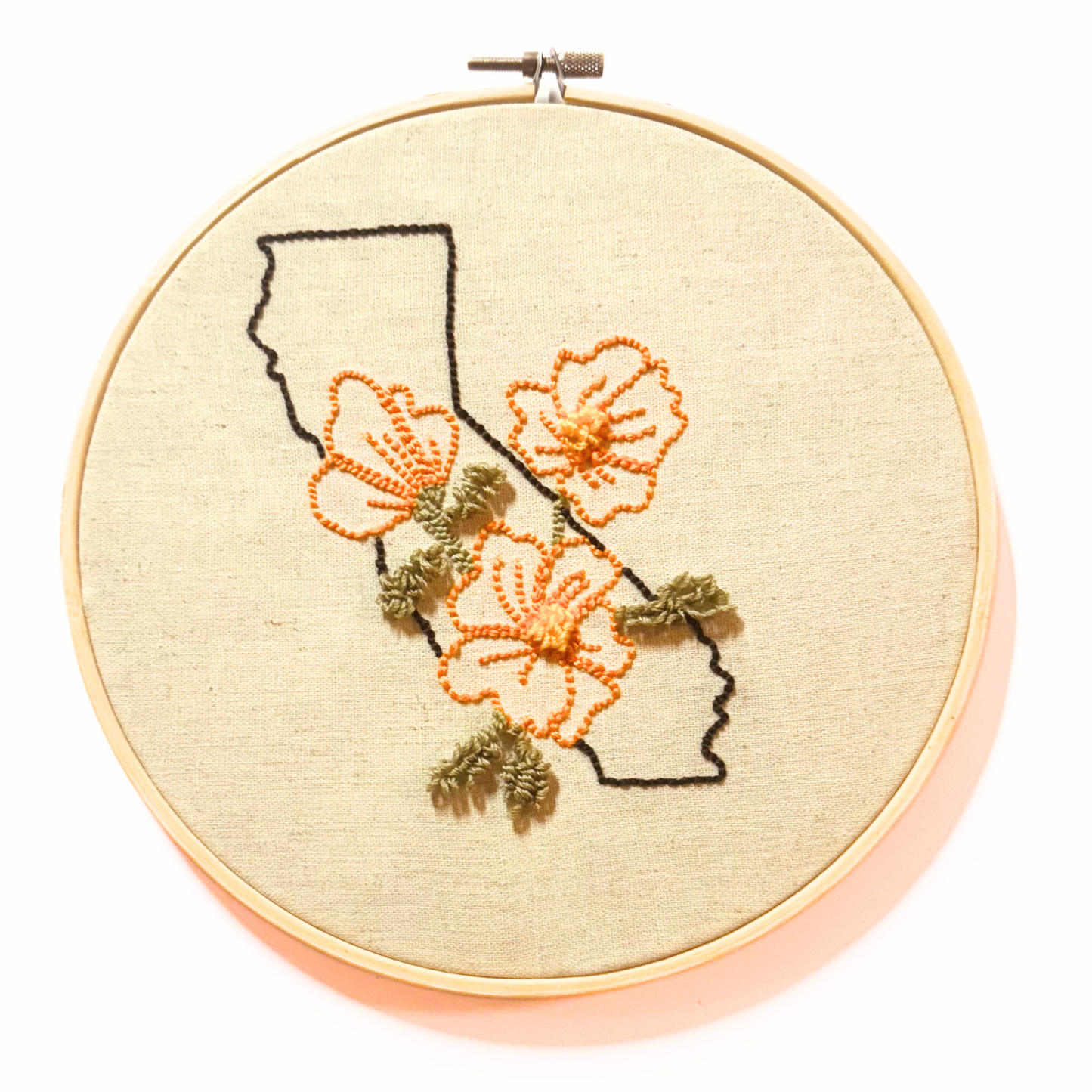 California Poppy Floss Punch Embroidery Kit