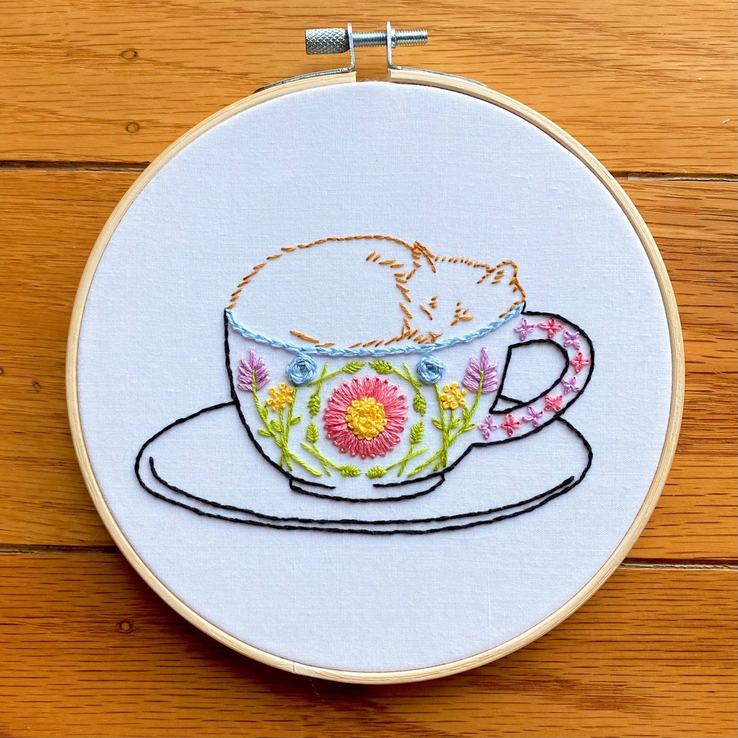 Catpuccino Coffee Cat Embroidery Kit