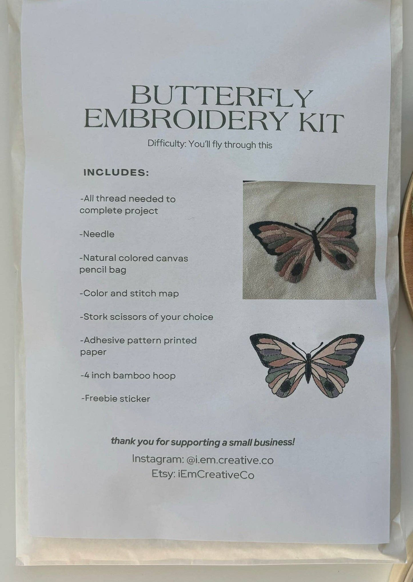 Butterfly DIY Embroidery Kit - SLOLife Studio & Mercantile