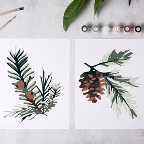 Winter Greenery Paint-By-Numbers kit