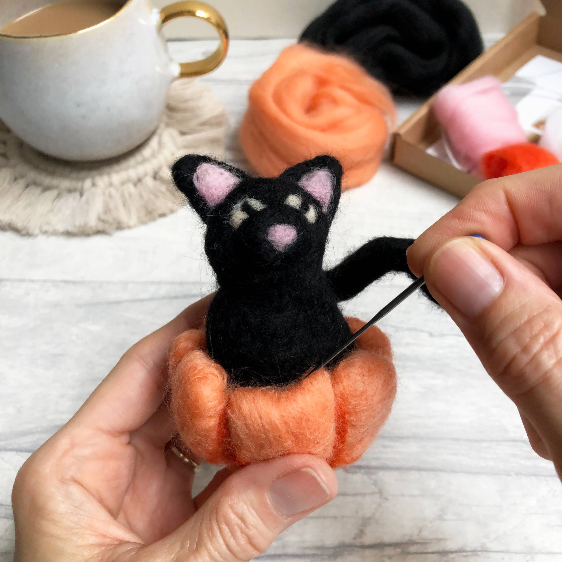 Needle Felted Black Cat - SLOLife Studio & Mercantile
