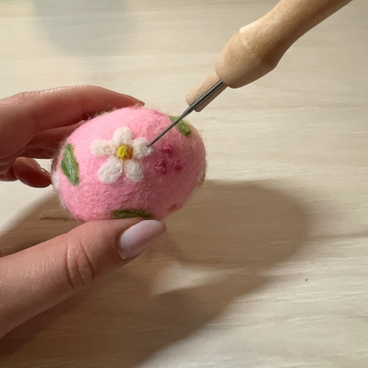 Painting with Wool Needle Felted Easter Eggs