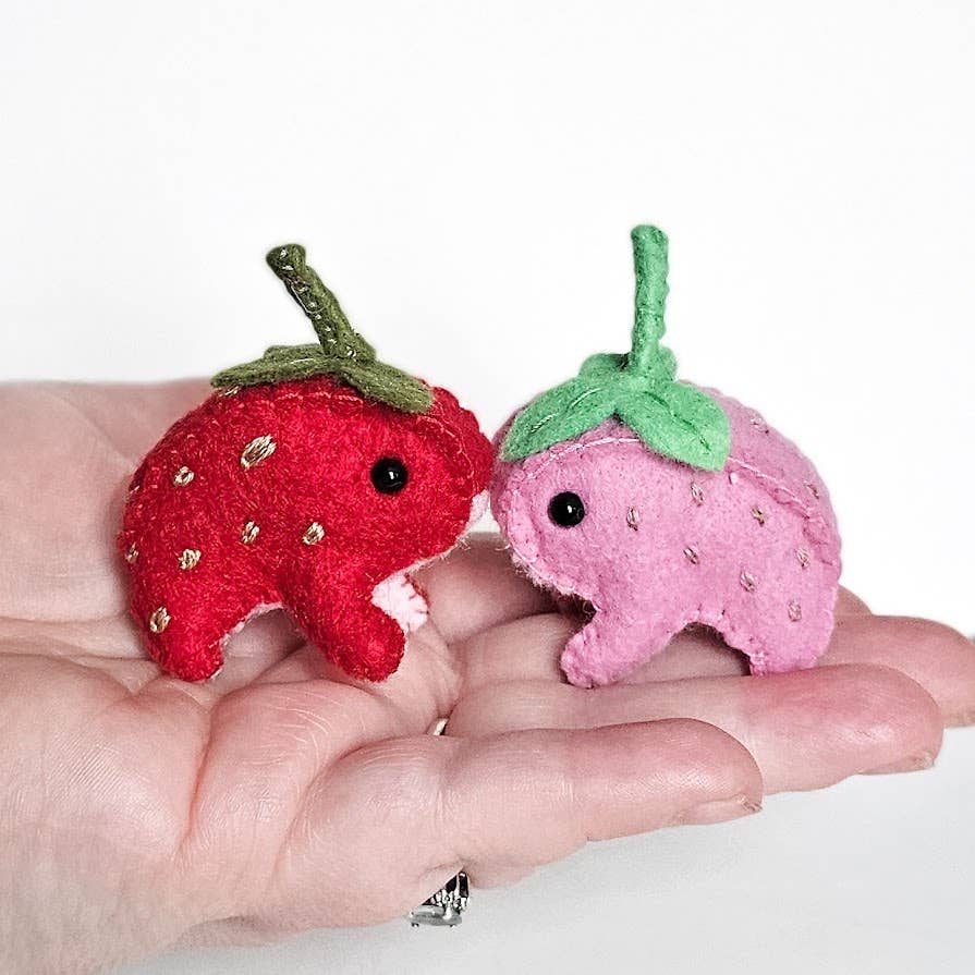 Felt Strawberry Frogs Mini Plush