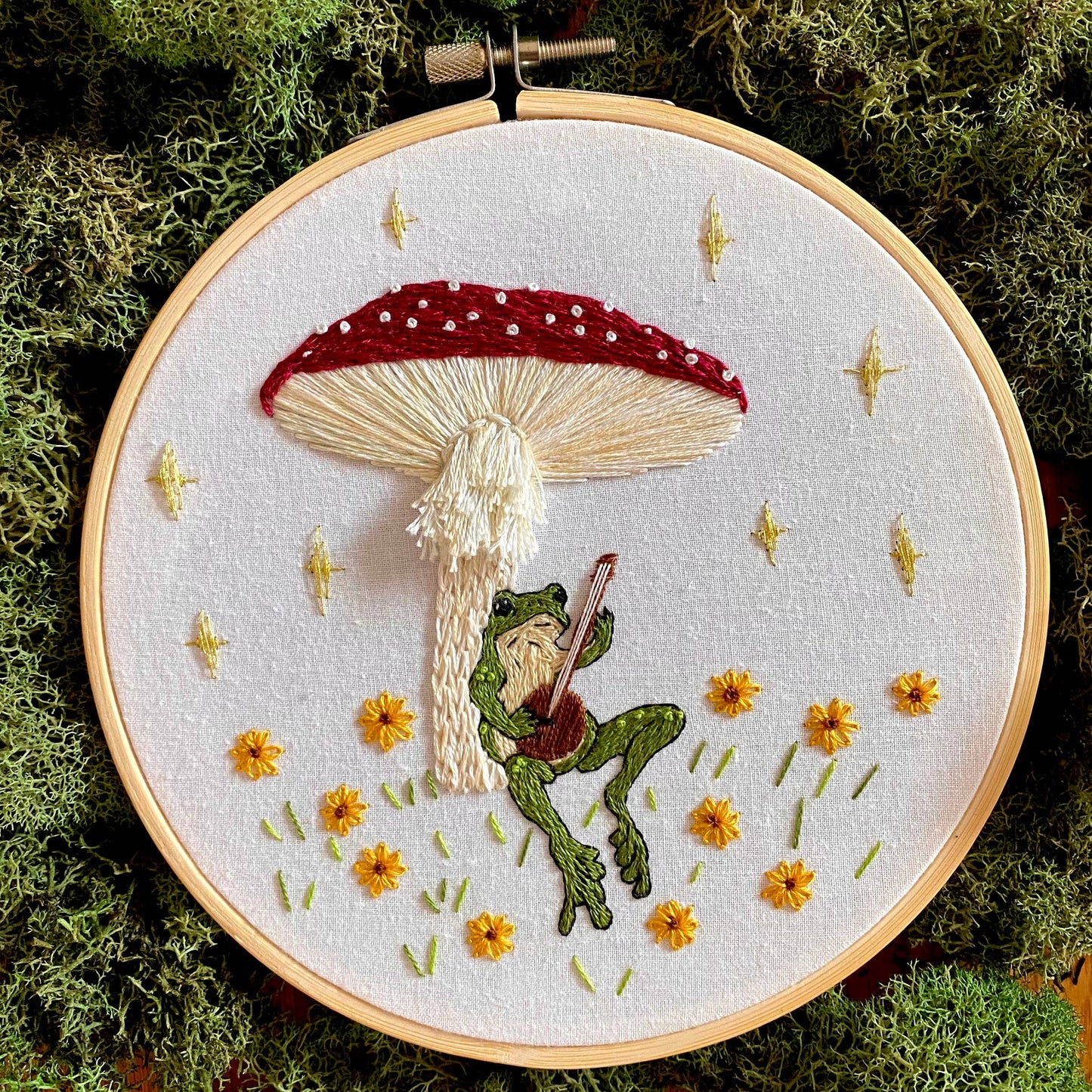 Toadstool Serenade Frog & Mushroom Embroidery Kit