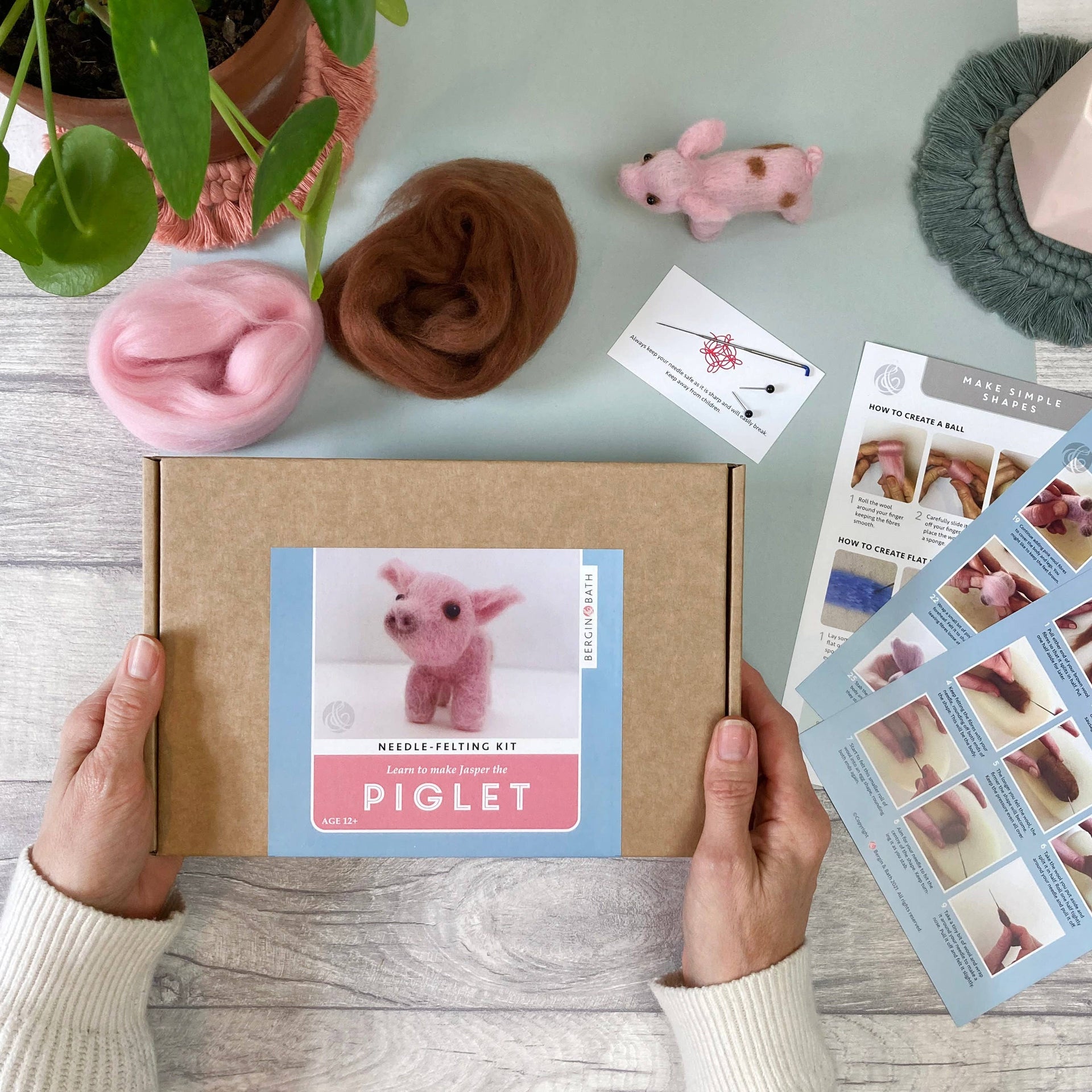 Needle Felting Piglet Kit