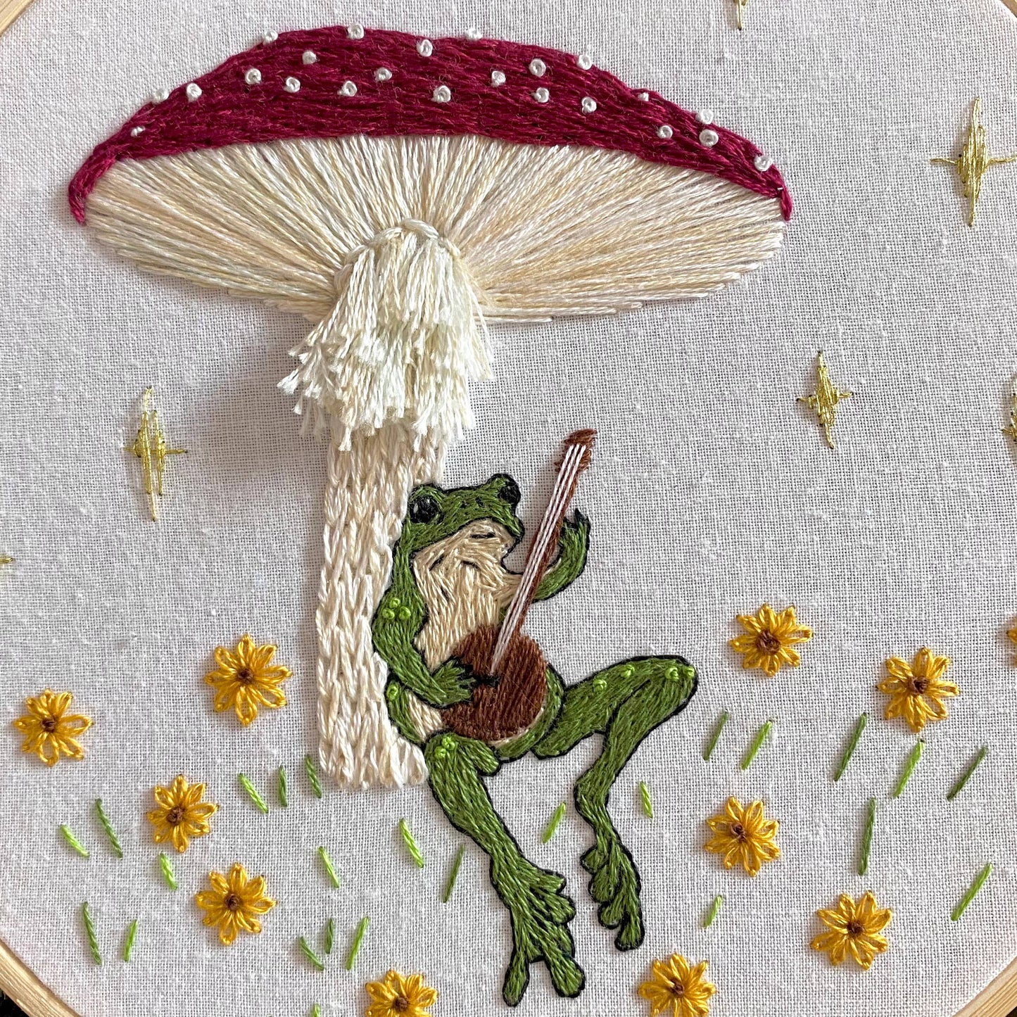 Toadstool Serenade Frog & Mushroom Embroidery Kit