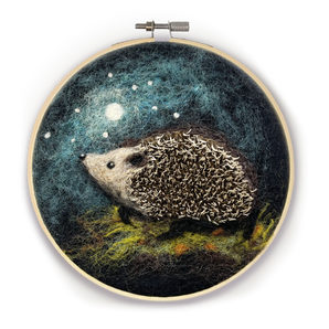 Hedgehog in a Hoop Needle Felting Kit