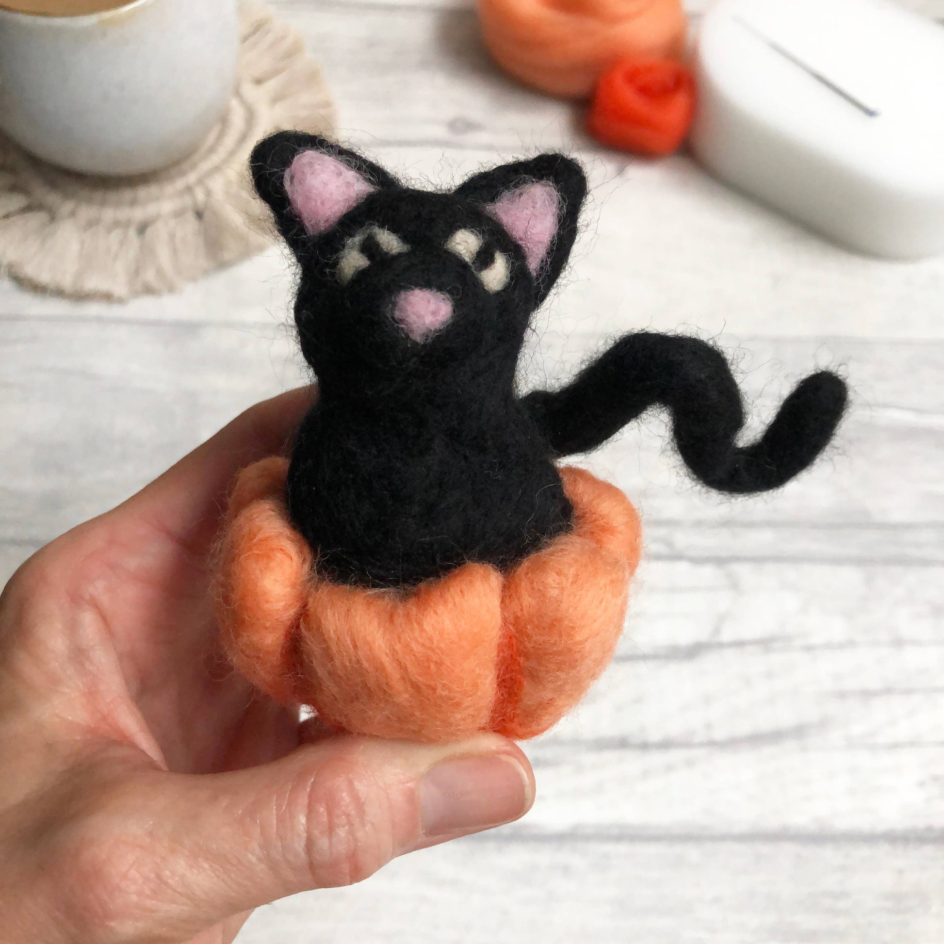 Needle Felted Black Cat - SLOLife Studio & Mercantile