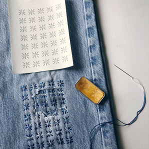 Washable Mending Patterns #1 Blue