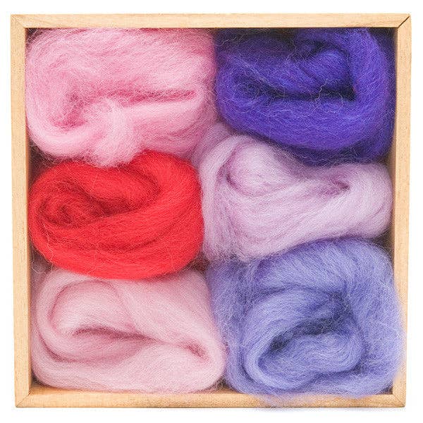 Fuchsia Wool Roving Set