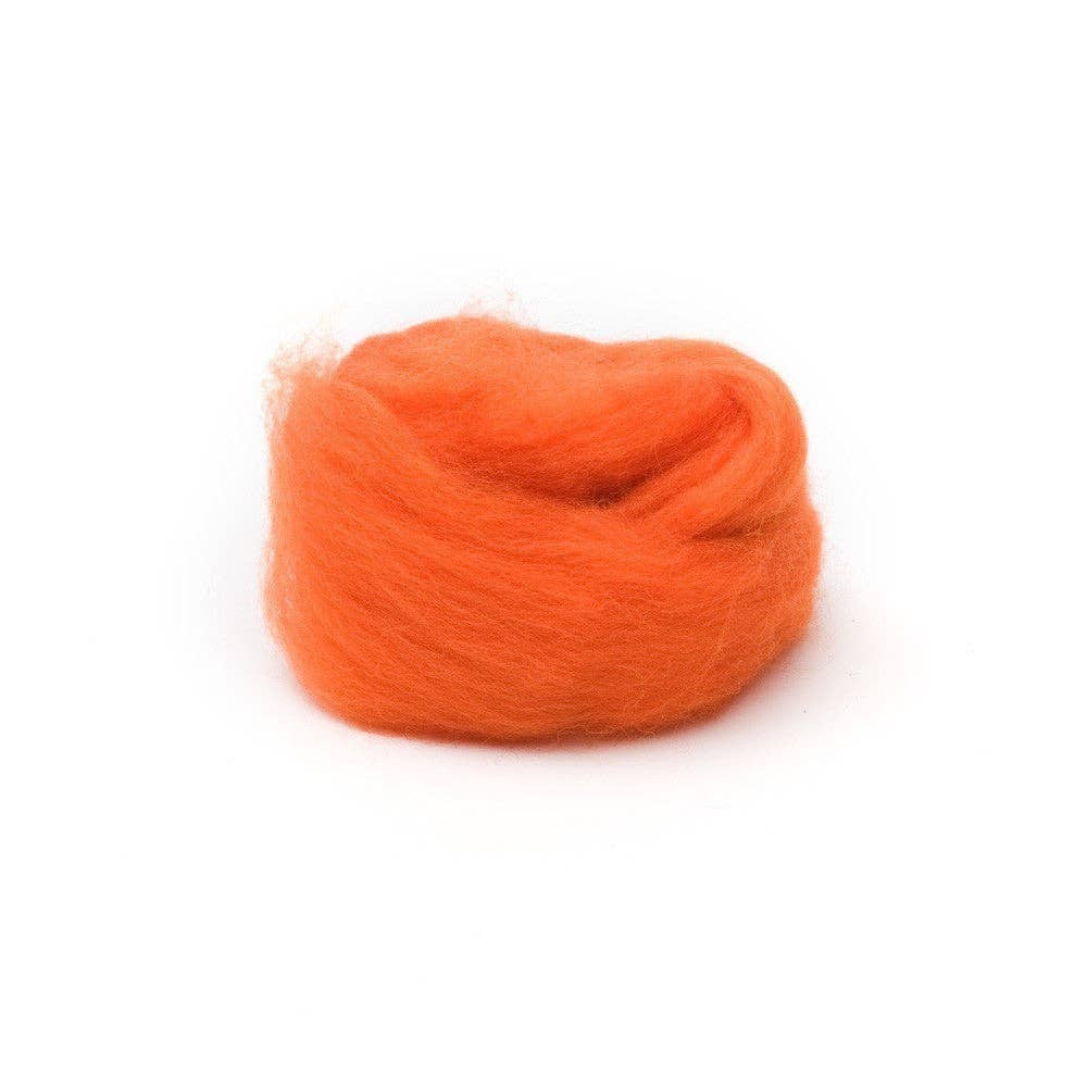Orange Corriedale Wool Roving 1 oz.