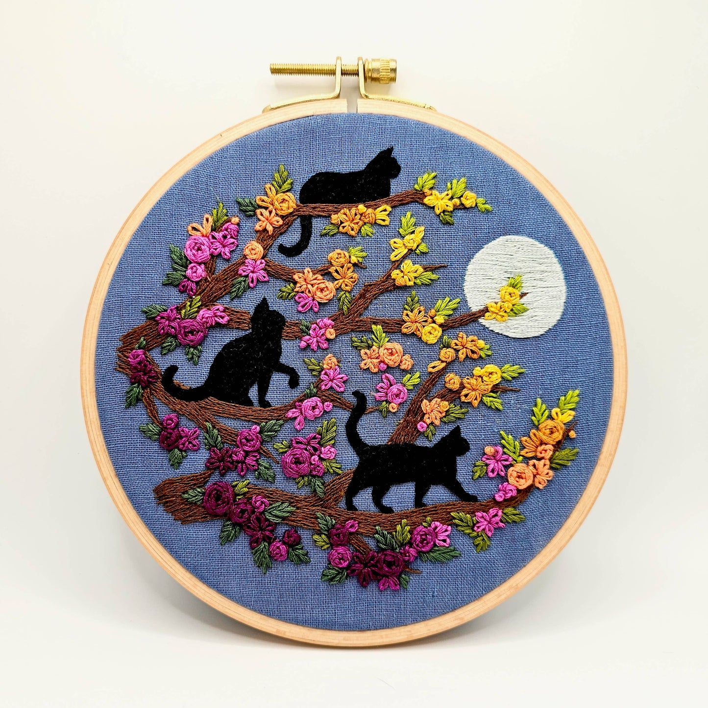 Cats & Full Moon Embroidery Kit