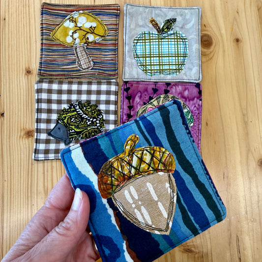 Free Motion Embroidery Autumn Coasters
