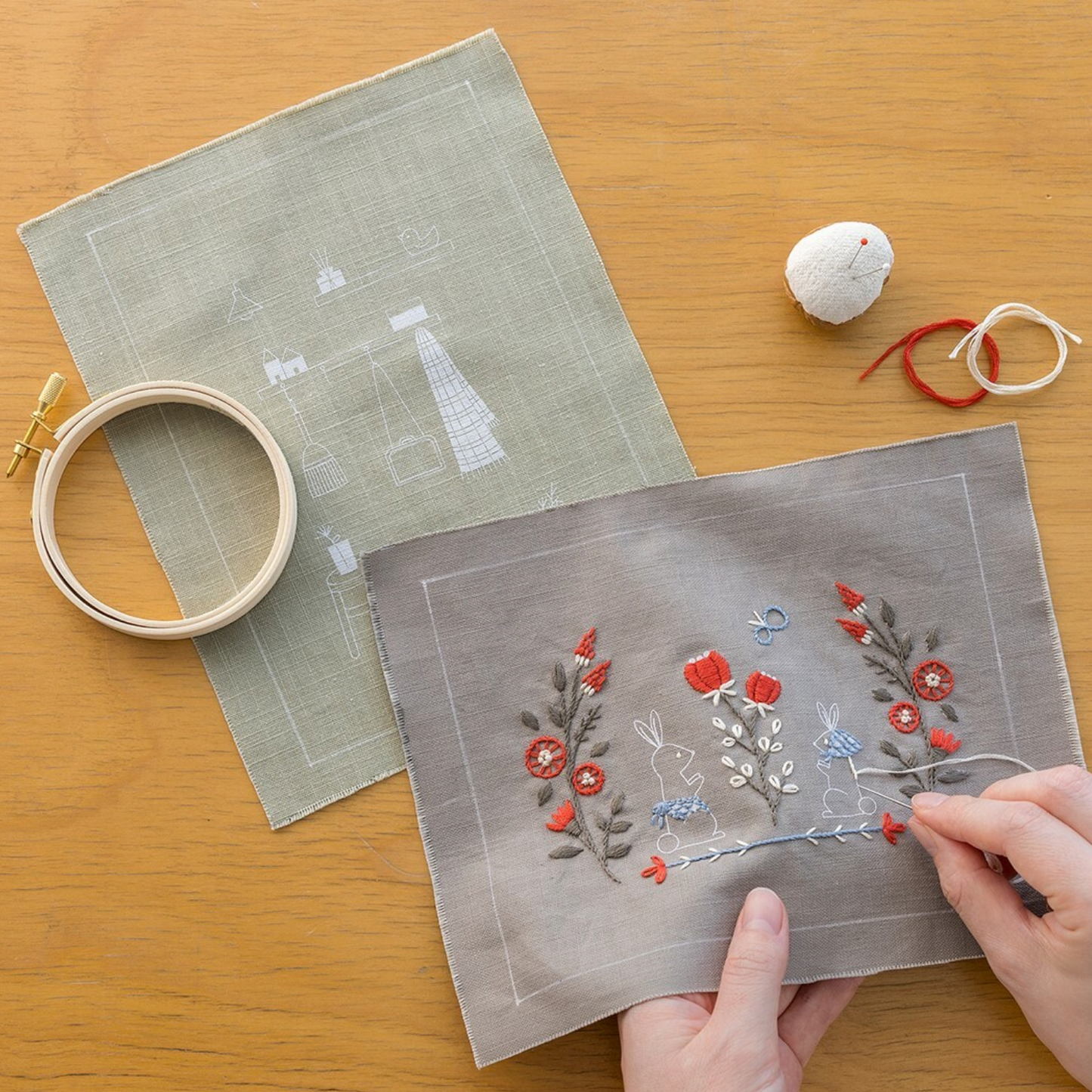 Rabbit and Flower Embroidery Kit