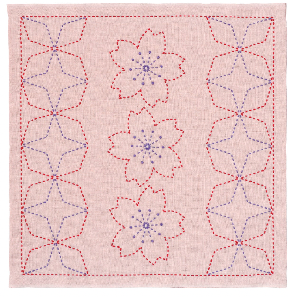 Sashiko Cherry Blossom Dishcloth Kit