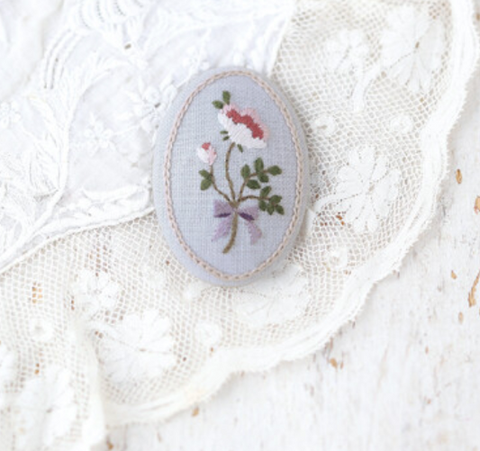 Antique Rose Embroidery Brooch Kit