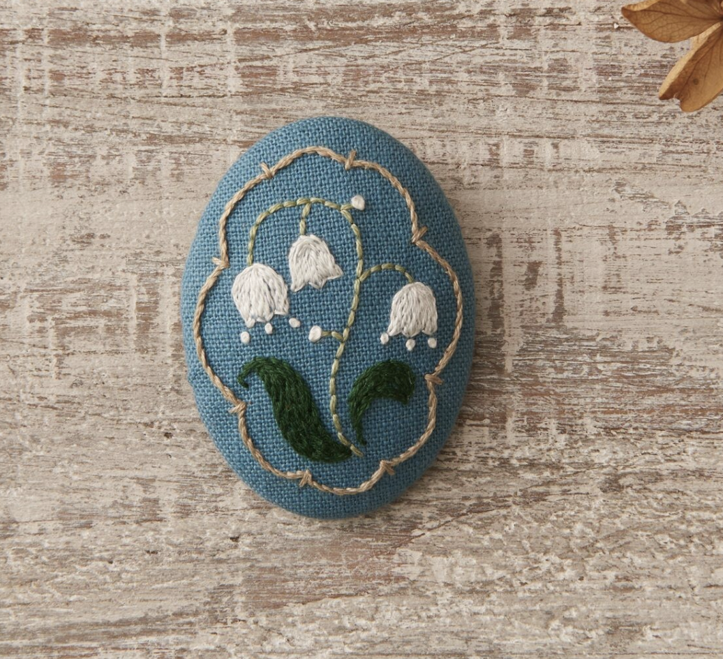 Lily of the Valley Embroidery Brooch Kit