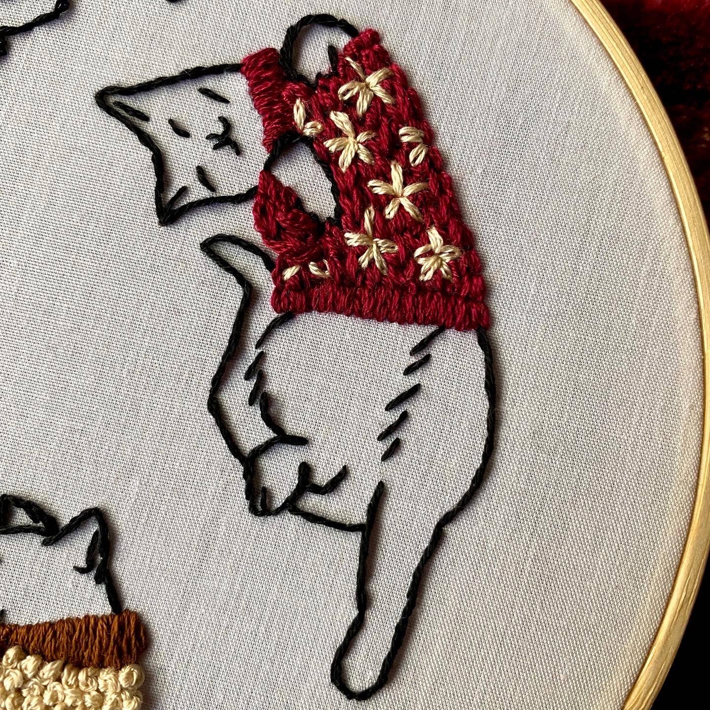 Cozy Sweater Kitties Embroidery Kit