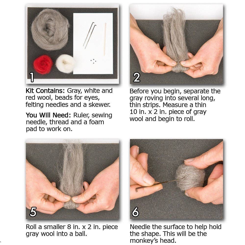Sock Monkey Felting Kit - SLOLife Studio & Mercantile