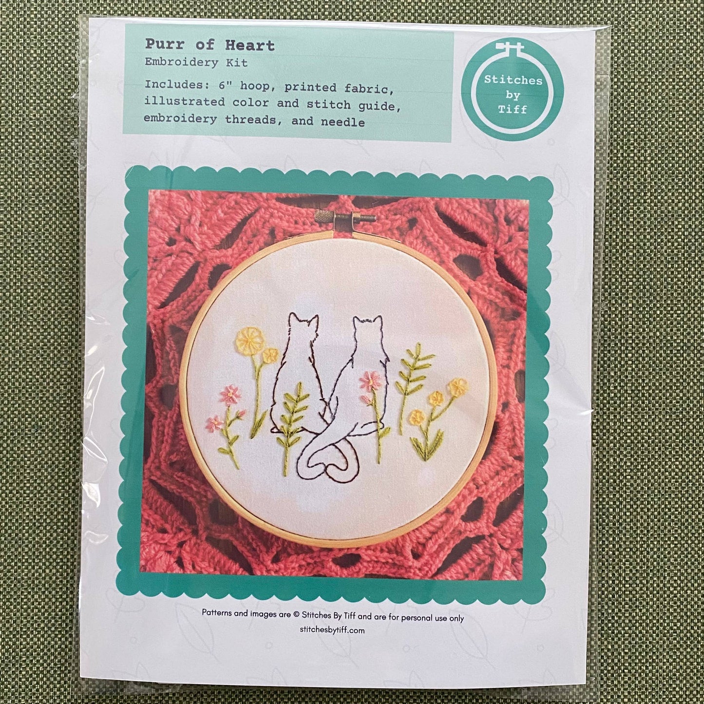 Purr of Heart Cat Embroidery Kit
