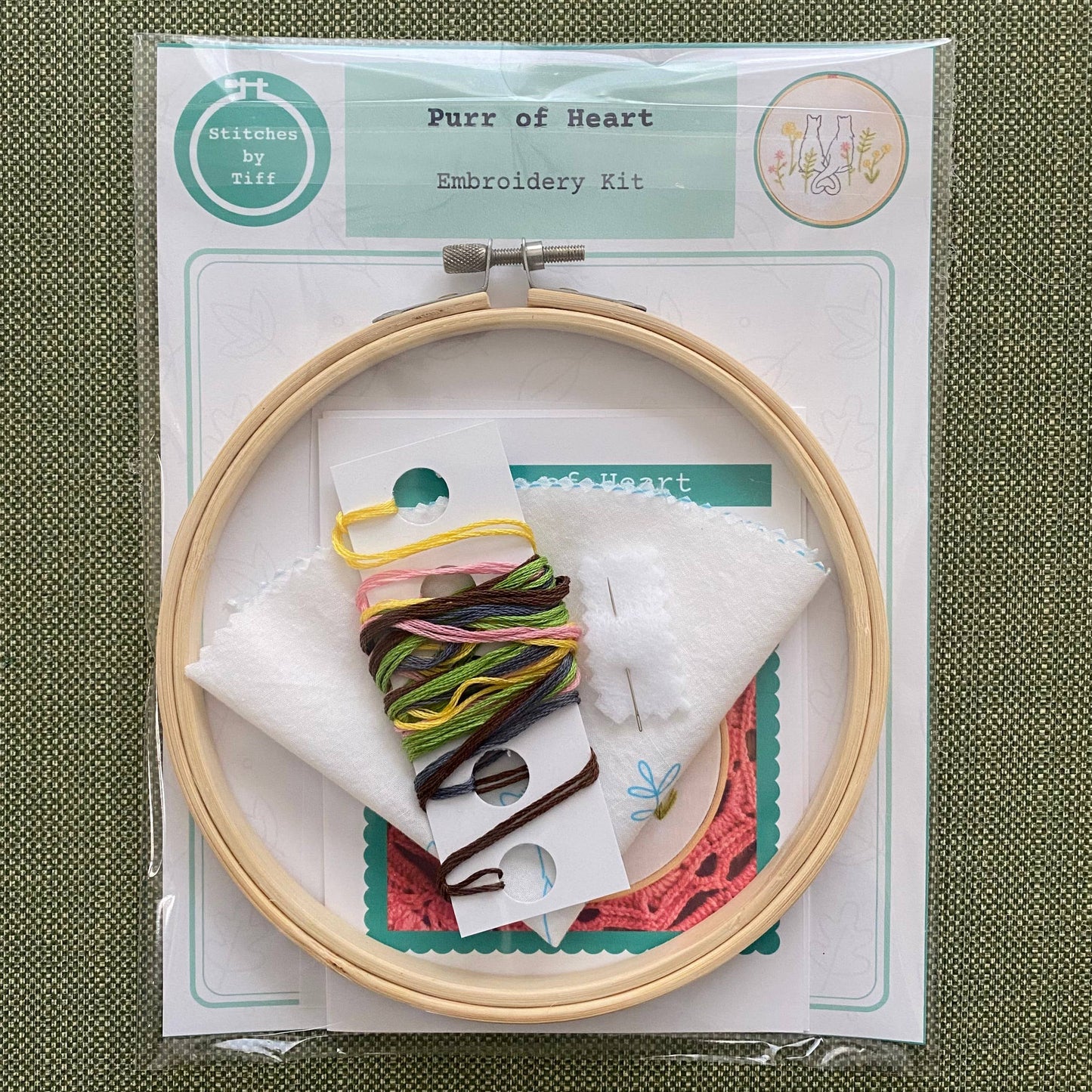 Purr of Heart Cat Embroidery Kit